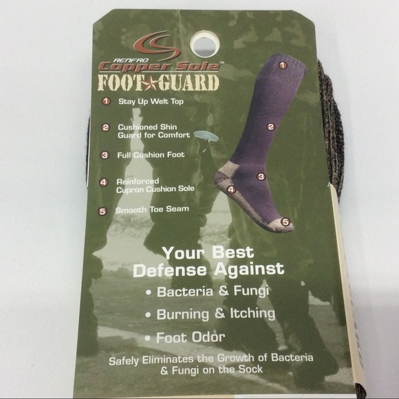 Copper Sole Renfro Foot Guard Black Boot Socks 2 Pair Big & Tall Sock Size 13-15 - Picture 3 of 5